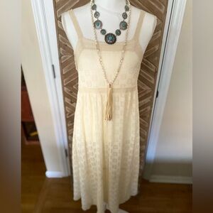 POL Bohemian Cream Lace MIDI  Dress